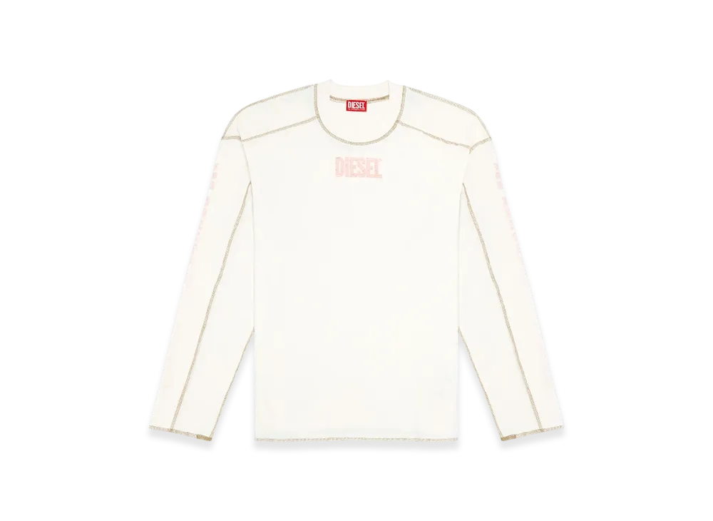Diesel T-Craor-LS Long-Sleeve T-Shirt With Inside-Out Effect "White"