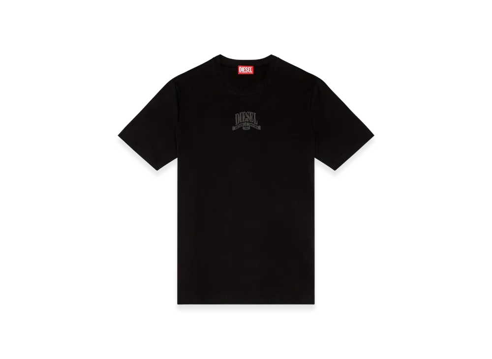 Diesel T-Madjust-K1 Interlock T-Shirt With Tonal Diesel Print "Black"