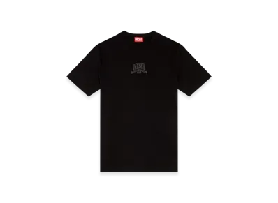 Diesel T-Madjust-K1 Interlock T-Shirt With Tonal Diesel Print "Black"