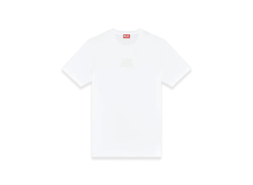 Diesel T-Madjust-K1 Interlock T-Shirt With Tonal Diesel Print "White"