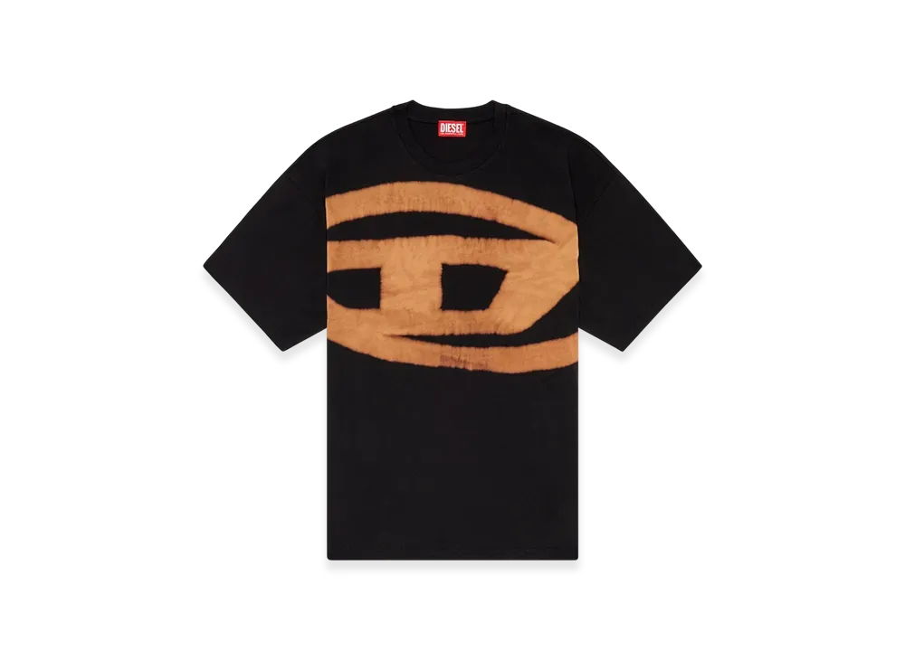 Diesel T-Boxt-Bleach T-Shirt With Bleached Oval D Logo "Black"