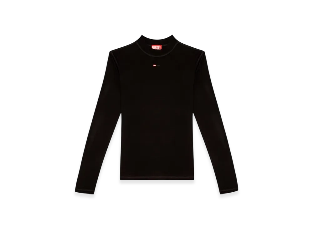 Diesel T-Mokky-LS-Microdiv Mock-Neck Top With Micro Logo "Black"
