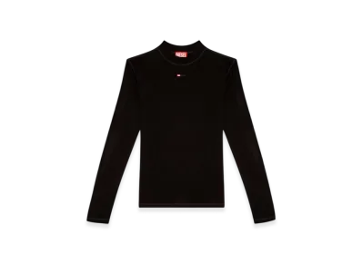 Diesel T-Mokky-LS-Microdiv Mock-Neck Top With Micro Logo "Black"