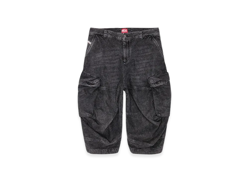 Diesel D-Arne-Short-S Long Shorts In Denim With Cargo Pockets "Black"