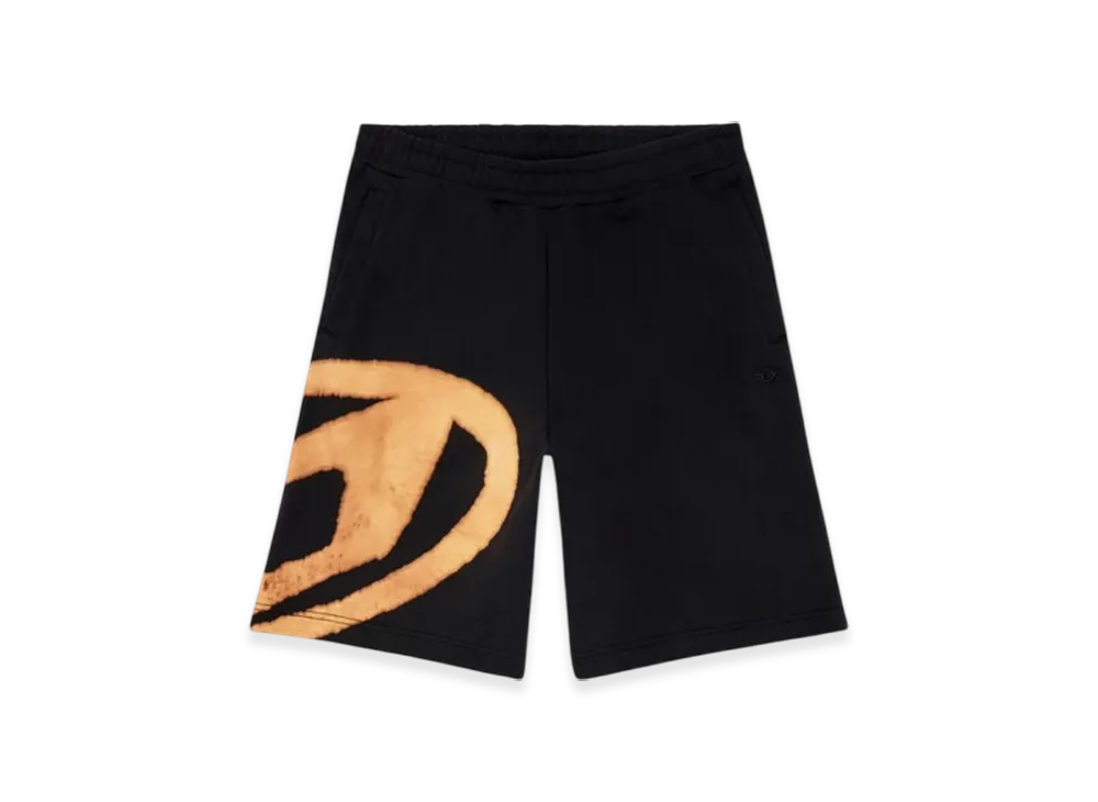 Diesel P-Crow-Bleach Sweat Shorts With Bleached Logo "Black"