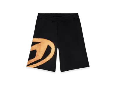 Diesel P-Crow-Bleach Sweat Shorts With Bleached Logo "Black"