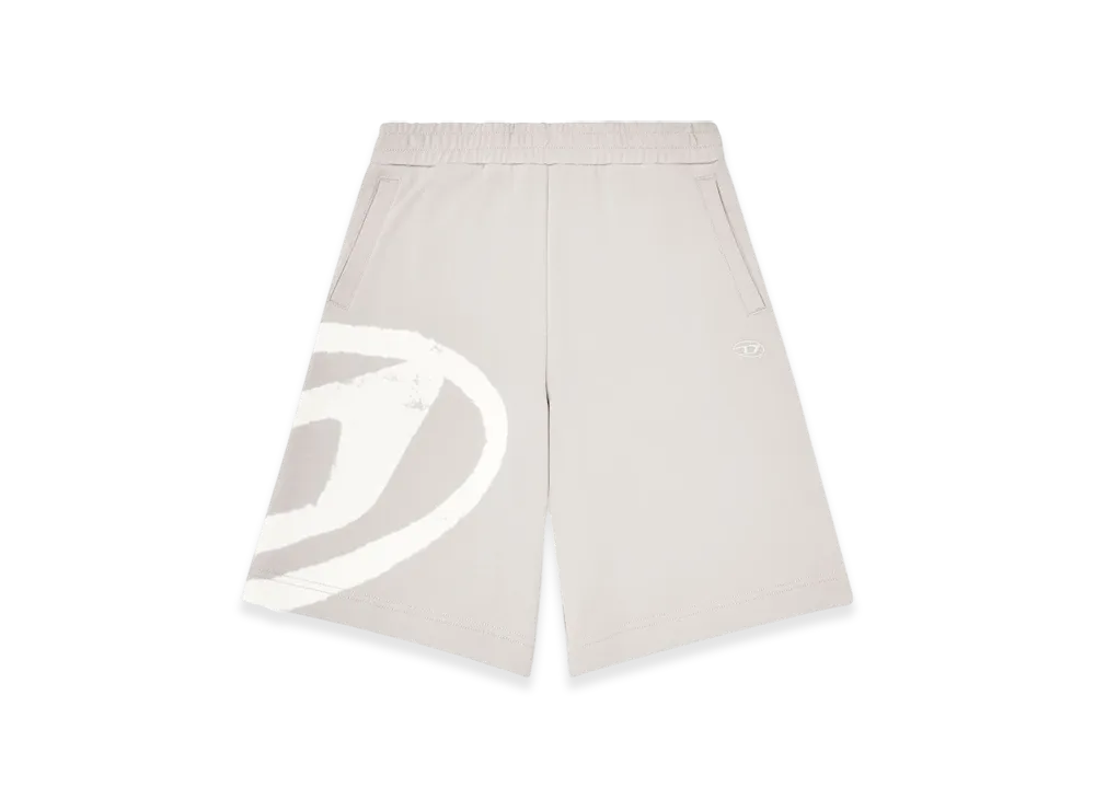 Diesel P-Crow-Bleach Sweat Shorts With Bleached Logo "Grey White"
