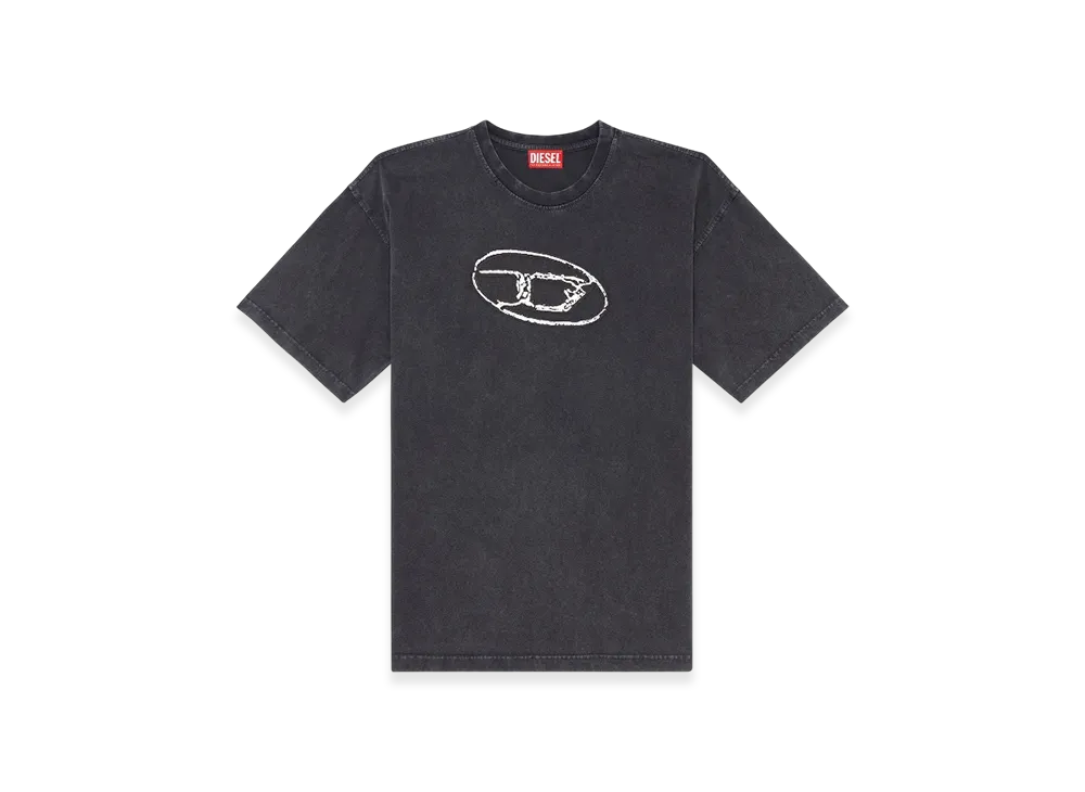 Diesel T-Boxt-Q22 Faded T-Shirt With Oval D Print "Black"