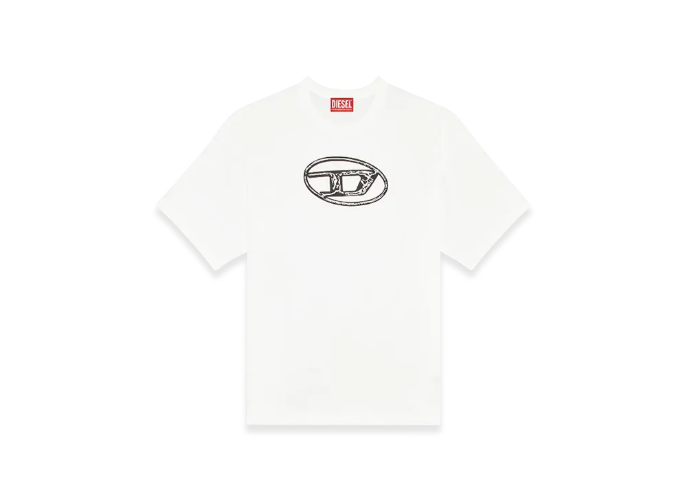 Diesel T-Boxt-Q22 Faded T-Shirt With Oval D Print "White"