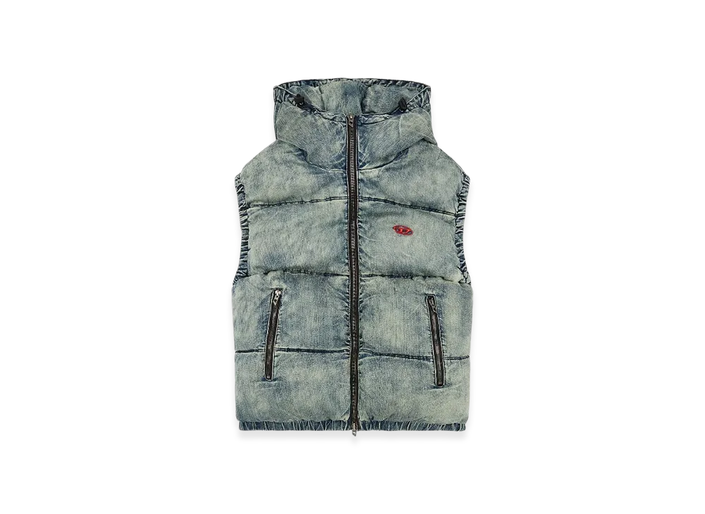 Diesel W-Mons-Sl Padded Vest In Faded Denim "Blue"