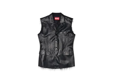 Diesel J-Phox-Heav Tailored Vest With Coated Front "Black"