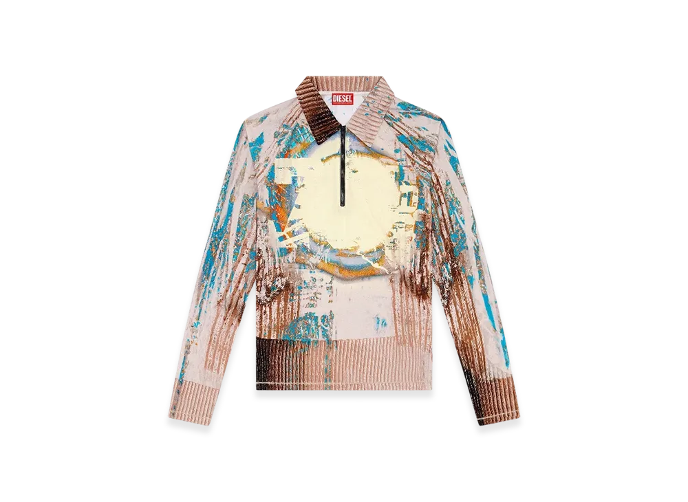 Diesel T-Theodore Fluid Polo Shirt With Trompe LOeil Effects "Blue Brown"