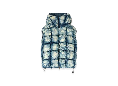 Diesel W-Thys Tie-Dyed Denim Puffer Vest "Blue"