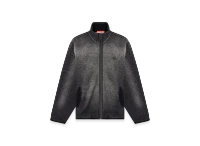 Diesel S-Baty Zip-Up Sweatshirt In Denim-Effect Jacquard "Black"