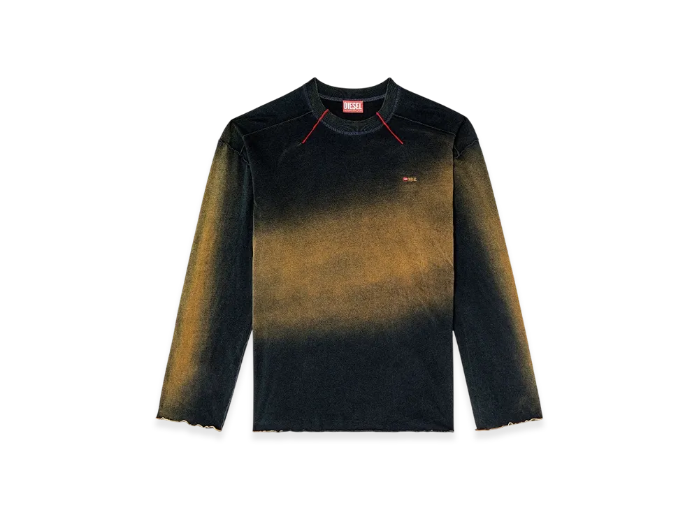 Diesel T-Crao-LS Faded Long-Sleeve T-Shirt With Micro Logo "Blue Brown"