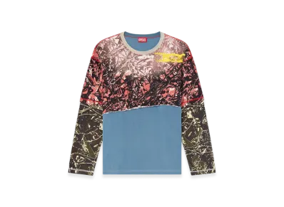 Diesel T-Besh-Camou Layered T-Shirt With Camo Motif "Blue Pink"