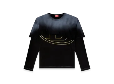Diesel T-Besh-Cut Destroyed Layered Long-Sleeve T-Shirt "Black"