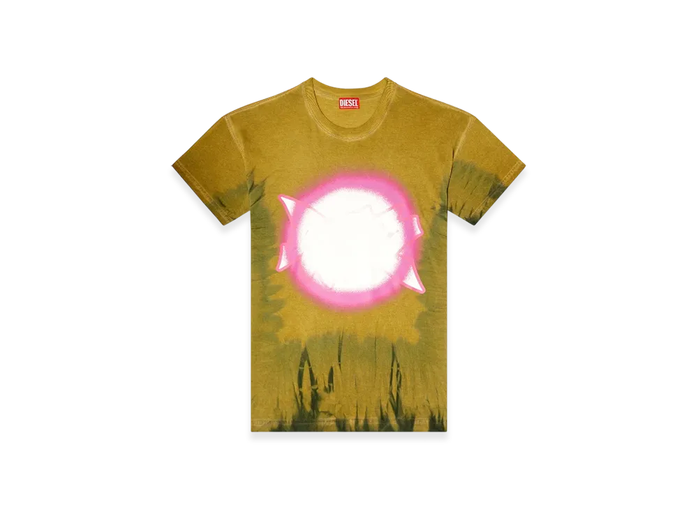 Diesel T-Boxt-R24 Tie-Dye T-Shirt With Spotlight Print "Light Brown"