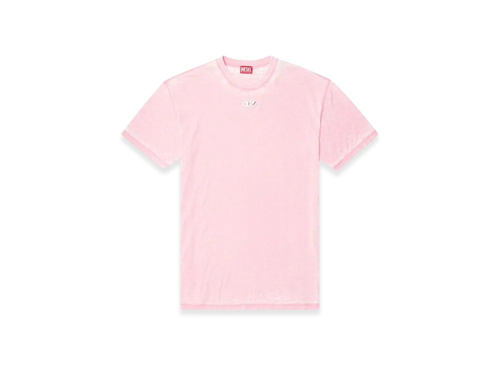 Diesel T-Boxt-Pak Burnout T-Shirt With Metal-Look Logo "Pink"