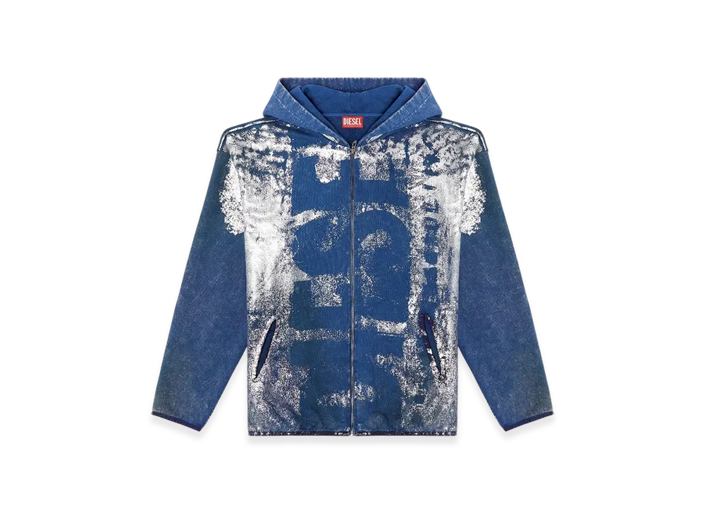 Diesel S-Loxty-Zip Zip-Up Hoodie With Distressed Effects "Blue"