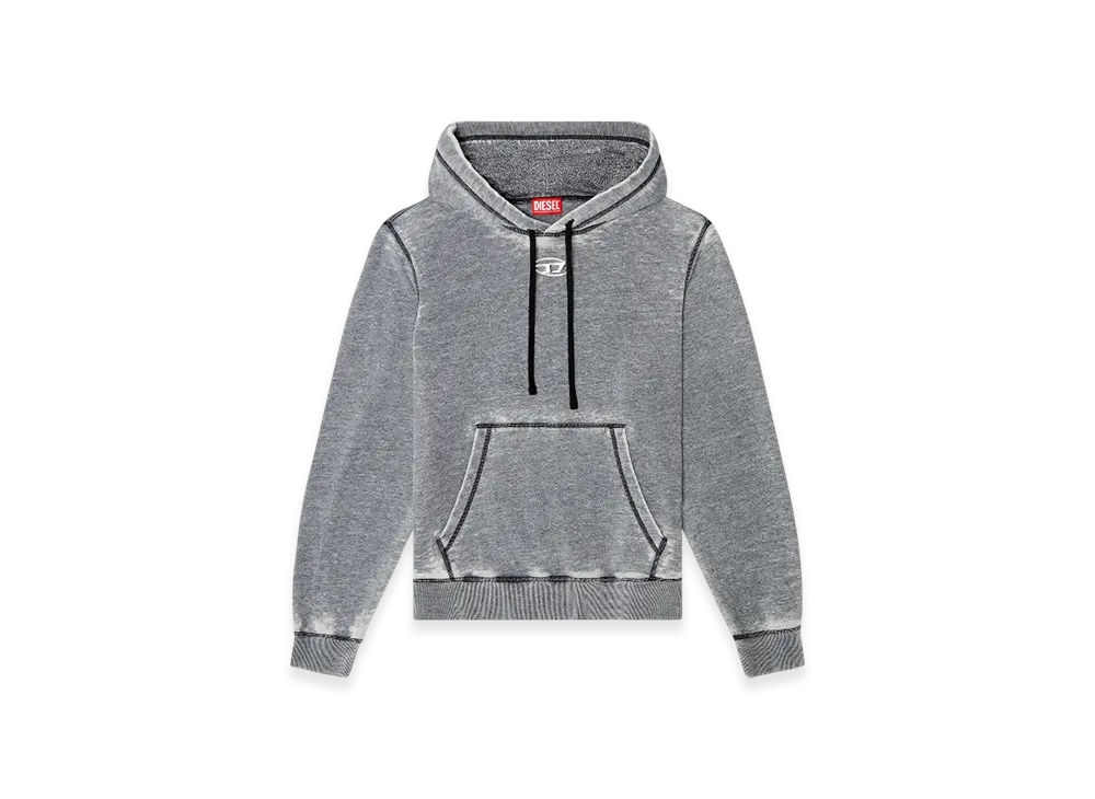 Diesel S-Ginn-Hood-Pak Burnout Hoodie With Metal-Look Logo "Gray"