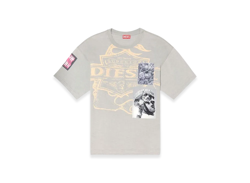 Diesel T-Boxt-Slits-R8 T-Shirt With Patch Detail "Gray"