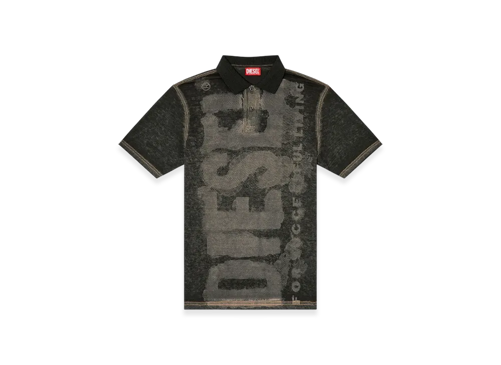 Diesel T-Rejust-Nc Polo Shirt With Water Print Logo "Black"