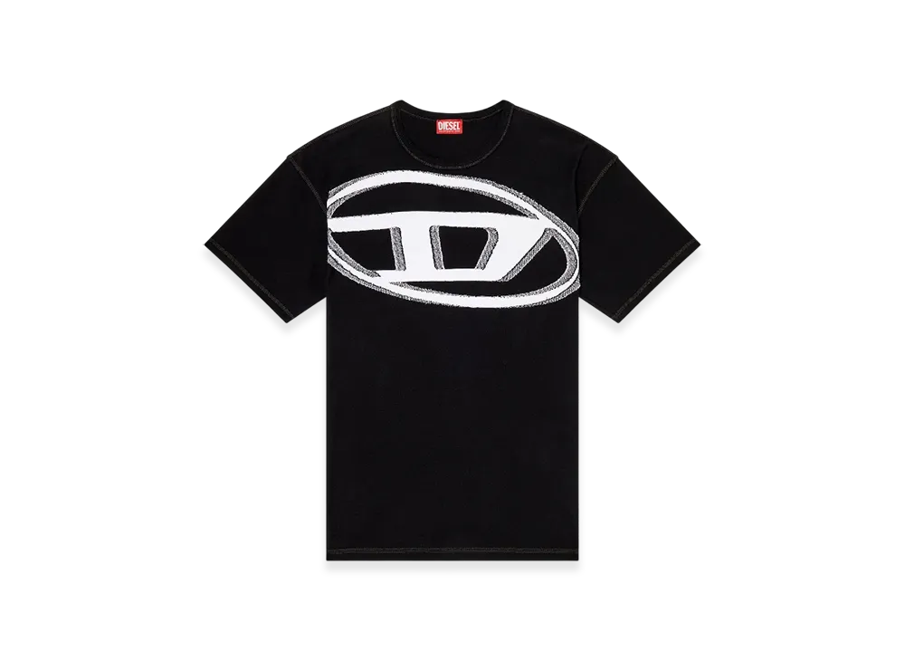 Diesel T-Doxt T-Shirt With Raw Jacquard Logo "Black"