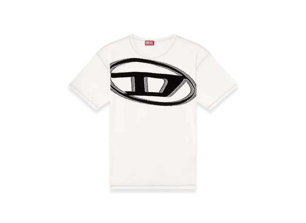 Diesel T-Doxt T-Shirt With Raw Jacquard Logo "White"