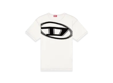 Diesel T-Doxt T-Shirt With Raw Jacquard Logo "White"