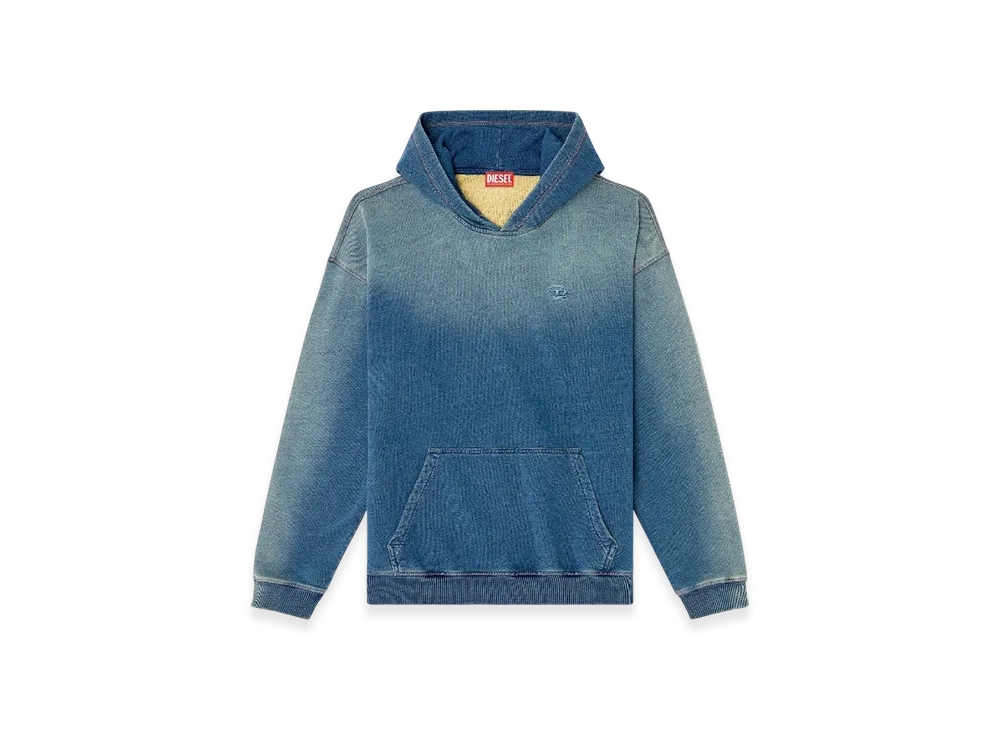 Diesel S-Boxt-Hood-R6 Faded Hoodie With Logo Embroidery "Blue"