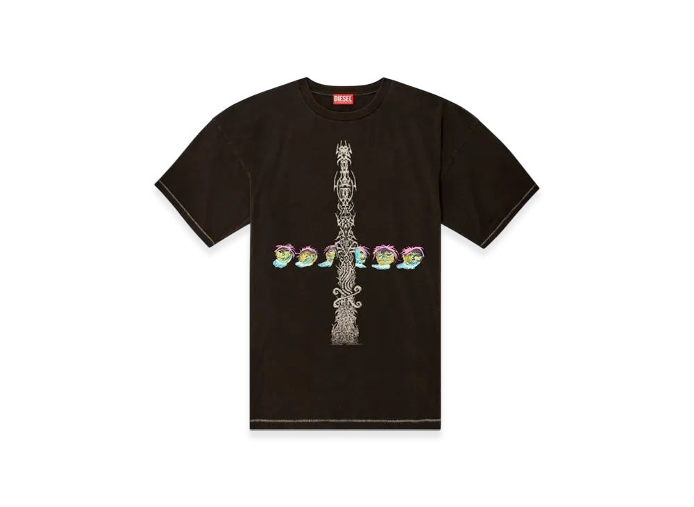 Diesel T-Boxt-R4 Acid-Wash T-Shirt With Printed Graphics "Black"