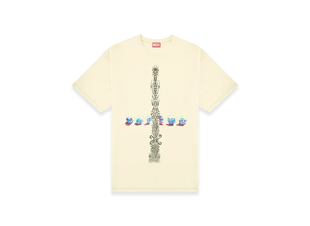 Diesel T-Boxt-R4 Acid-Wash T-Shirt With Printed Graphics "White"