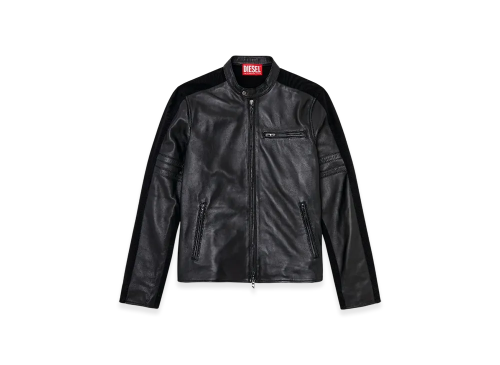 Diesel L-Simz Hybrid Denim And Leather Jacket "Black"