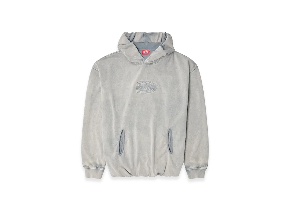 Diesel S-Boxstic-Hood Gathered Acid-Wash Hoodie "Light Blue"