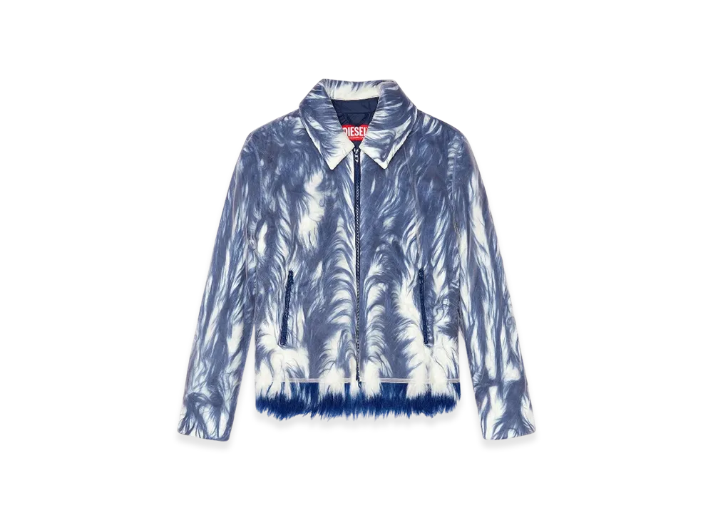 Diesel W-Woufy Fluffy Jacket With Sheer Tulle Overlay "Blue"