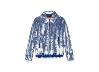 Diesel W-Woufy Fluffy Jacket With Sheer Tulle Overlay "Blue"