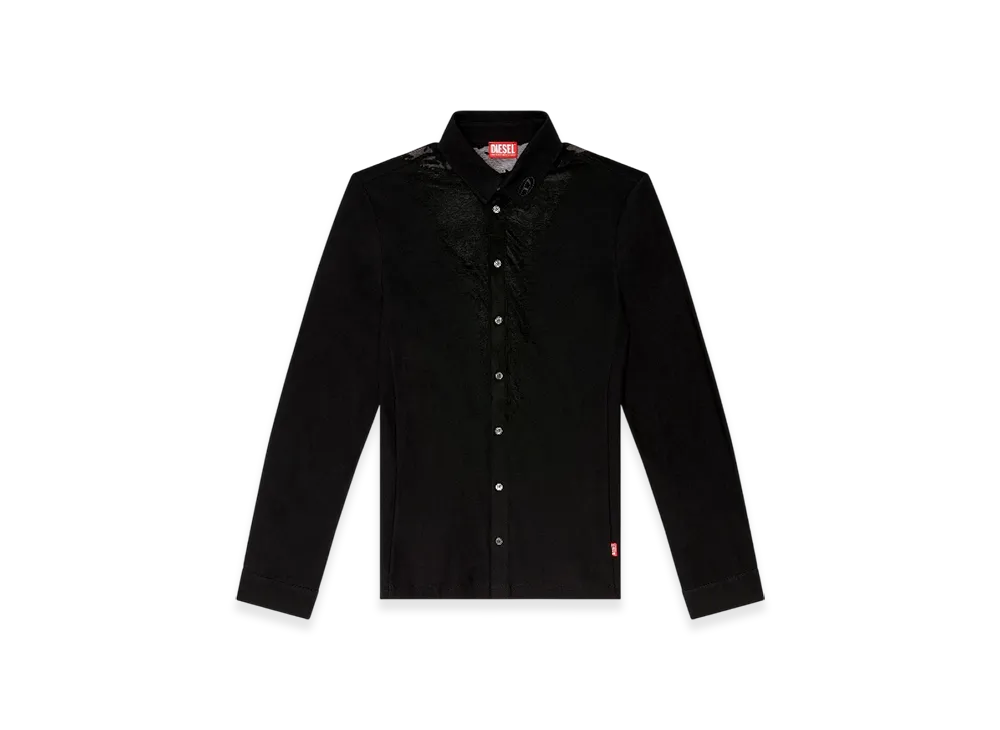 Diesel S-Sun-Plain Jersey Shirt With Devore Sweat Stains "Black"