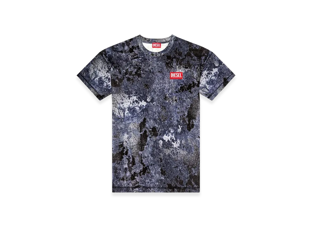 Diesel T-Boxt-R12 Marble-Effect Burnout T-Shirt "Blue"