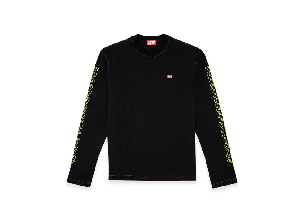 Diesel T-Crane-LS-R1 Long-Sleeve T-Shirt With Apple Core Print "Black"
