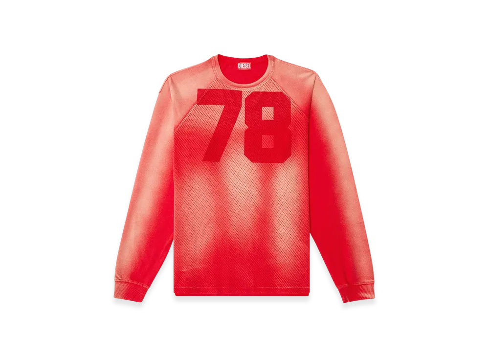 Diesel T-Roxter-LS-Mesh Faded Long-Sleeve T-Shirt With Mesh Front "Red"