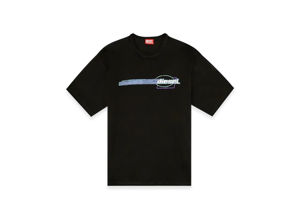 Diesel T-Boxt-R16 T-Shirt With Flocked Logo Graphics "Black"