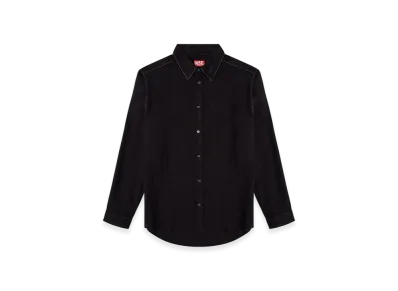 Diesel S-Werp Linen Shirt With Logo Collar "Black"