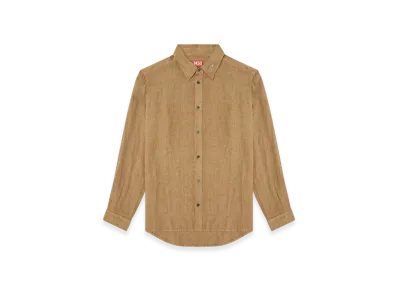 Diesel S-Werp Linen Shirt With Logo Collar "Brown"