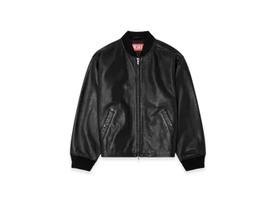 Diesel L-Khat Waxed-Leather Bomber Jacket "Black"