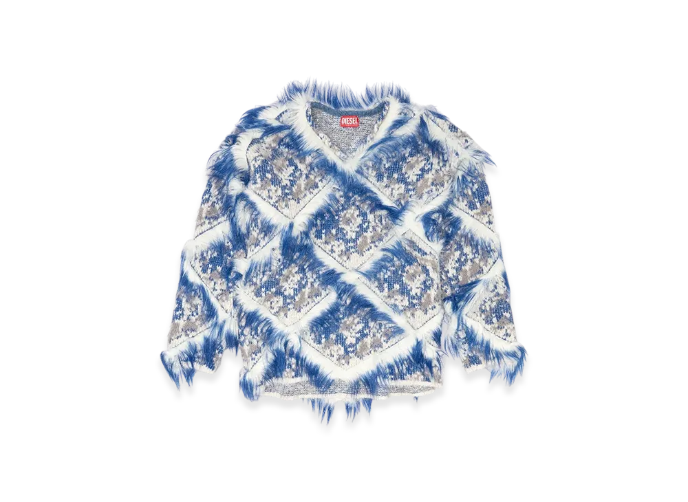 Diesel K-Otello Argyle Jumper With Fuzzy Trims "Blue"