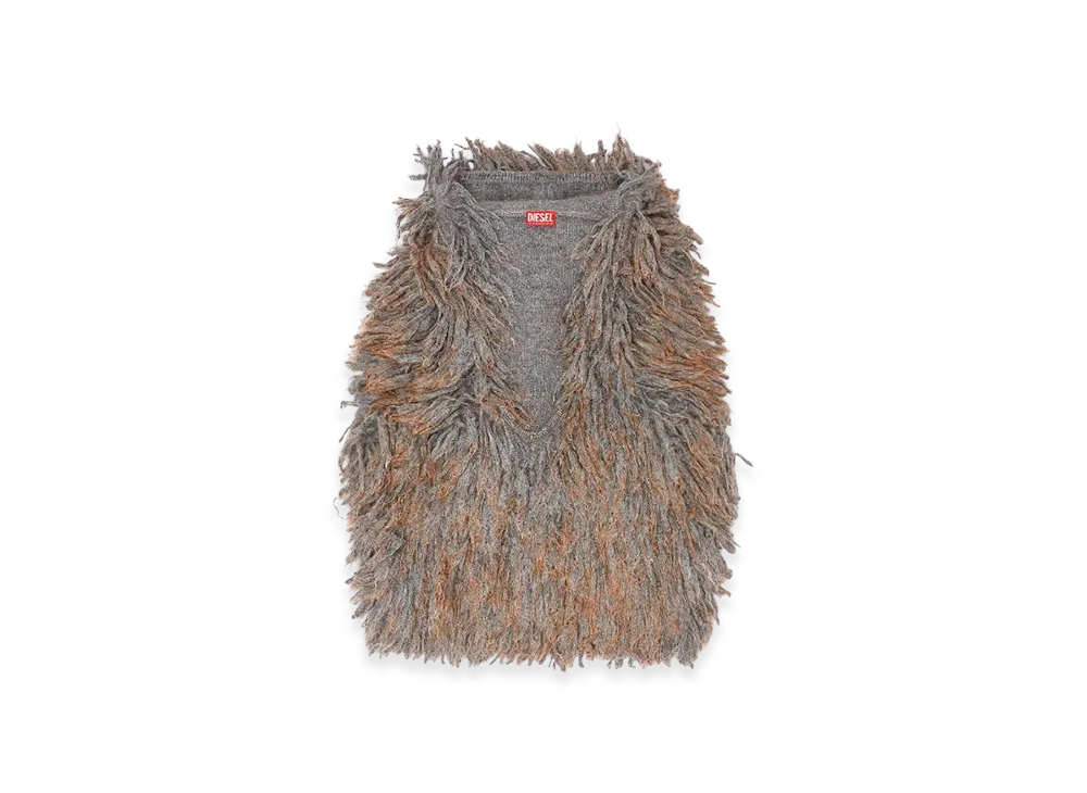 Diesel K-Haruf Sleeveless Hoodie In Shaggy Knit "Gray"