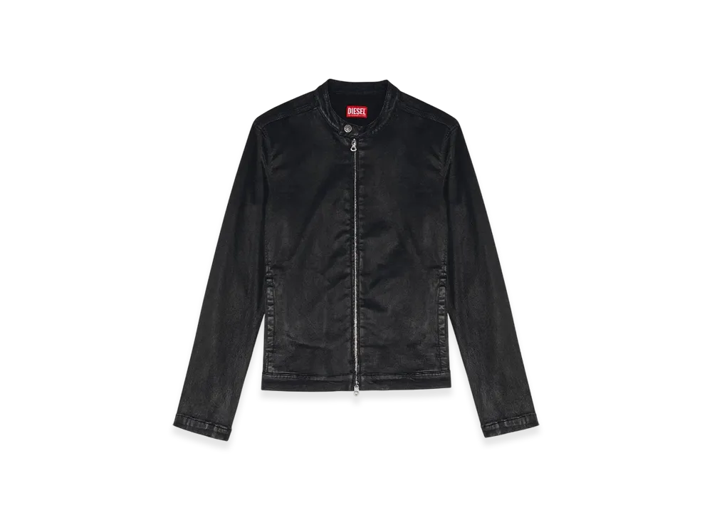 Diesel D-Glory Jogg Moto Jacket In Coated Joggjeans "Black"