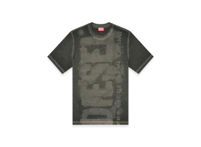 Diesel T-Adjust-R18 Logo T-Shirt In Devore Pique "Black"