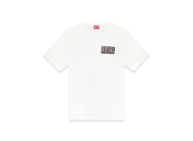 Diesel T-Adjust-R19 T-Shirt With Gabardine Patch Logo "White"